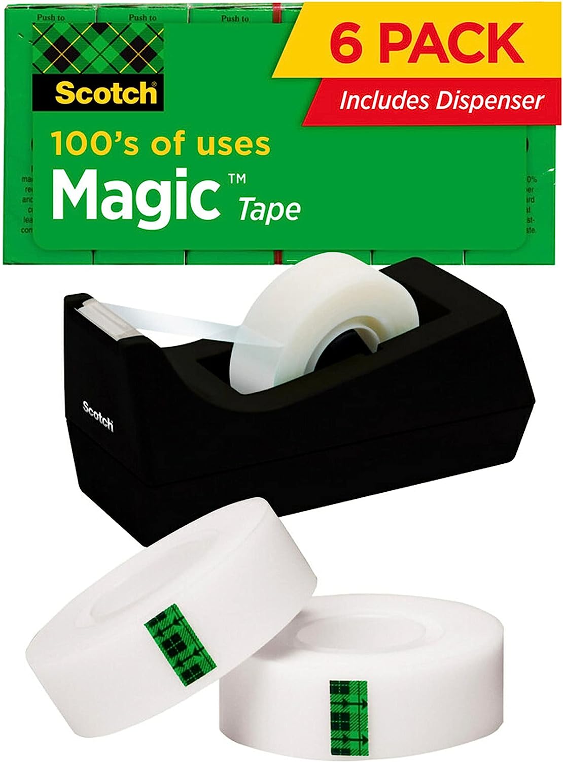 230816082546831_1 Scotch Magic Tape, 6 Rolls with Dispenser, Numerous Applications, Invisible, Engineered for Repairing, 3/4 x 1000 Inches, Boxed (810K6C38) - Image 1